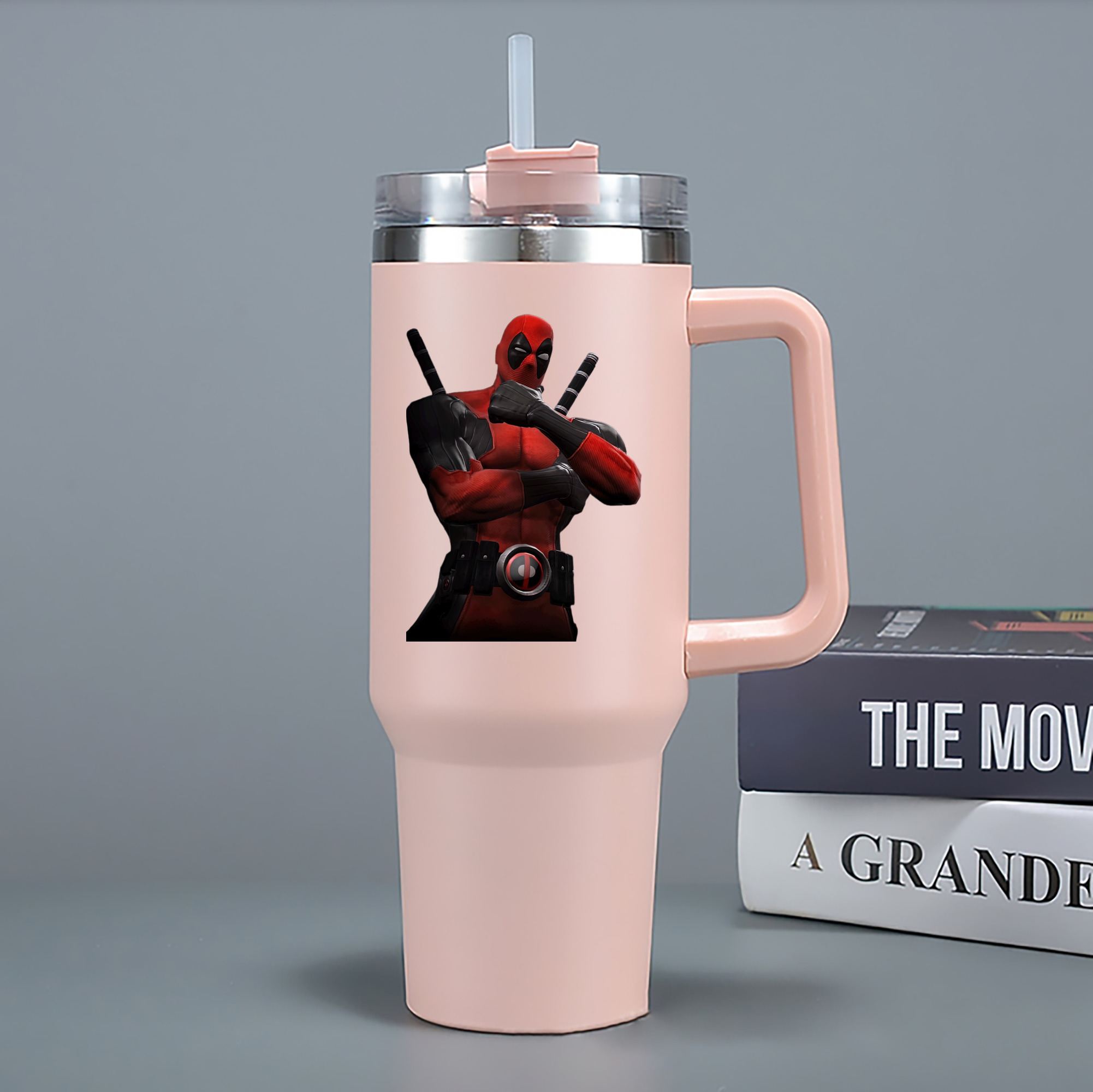 （画像用） Deadpool デッドプール 1200mL車用タンブラー - クリスタルステッカー（プラスチックストロー付き）